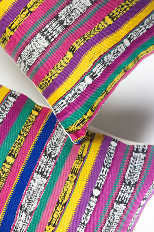 Vintage Rainbow Ikat Pillow - 12" x 20"