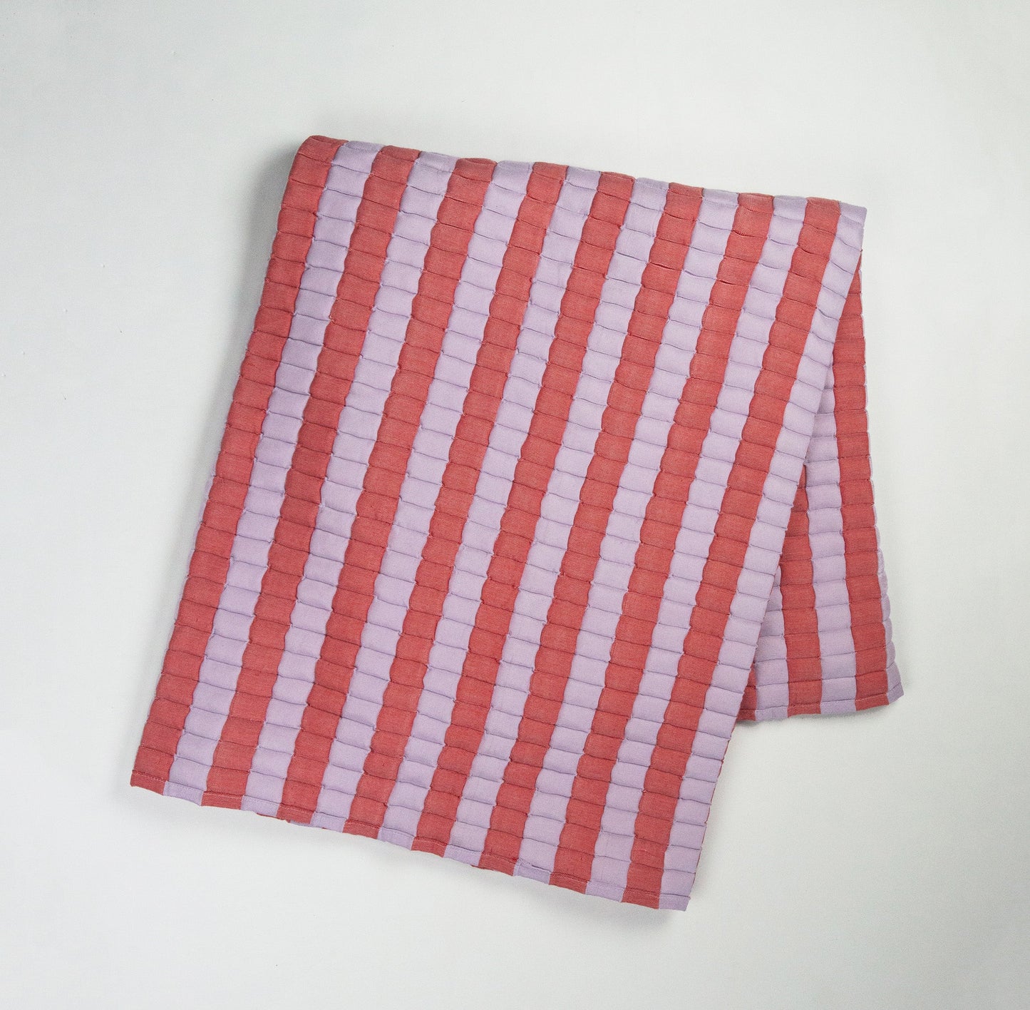 Quilted Sujani Throw Blanket - Soft Lilac and Red