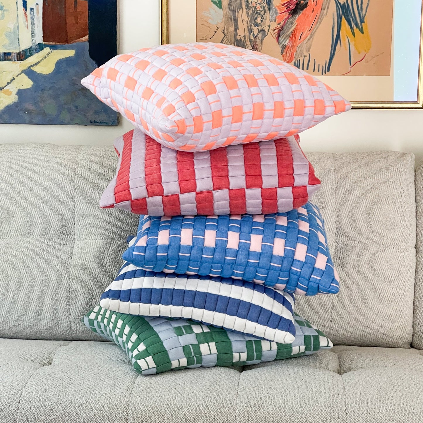 Sujani Quilted Pillow — Blue and White