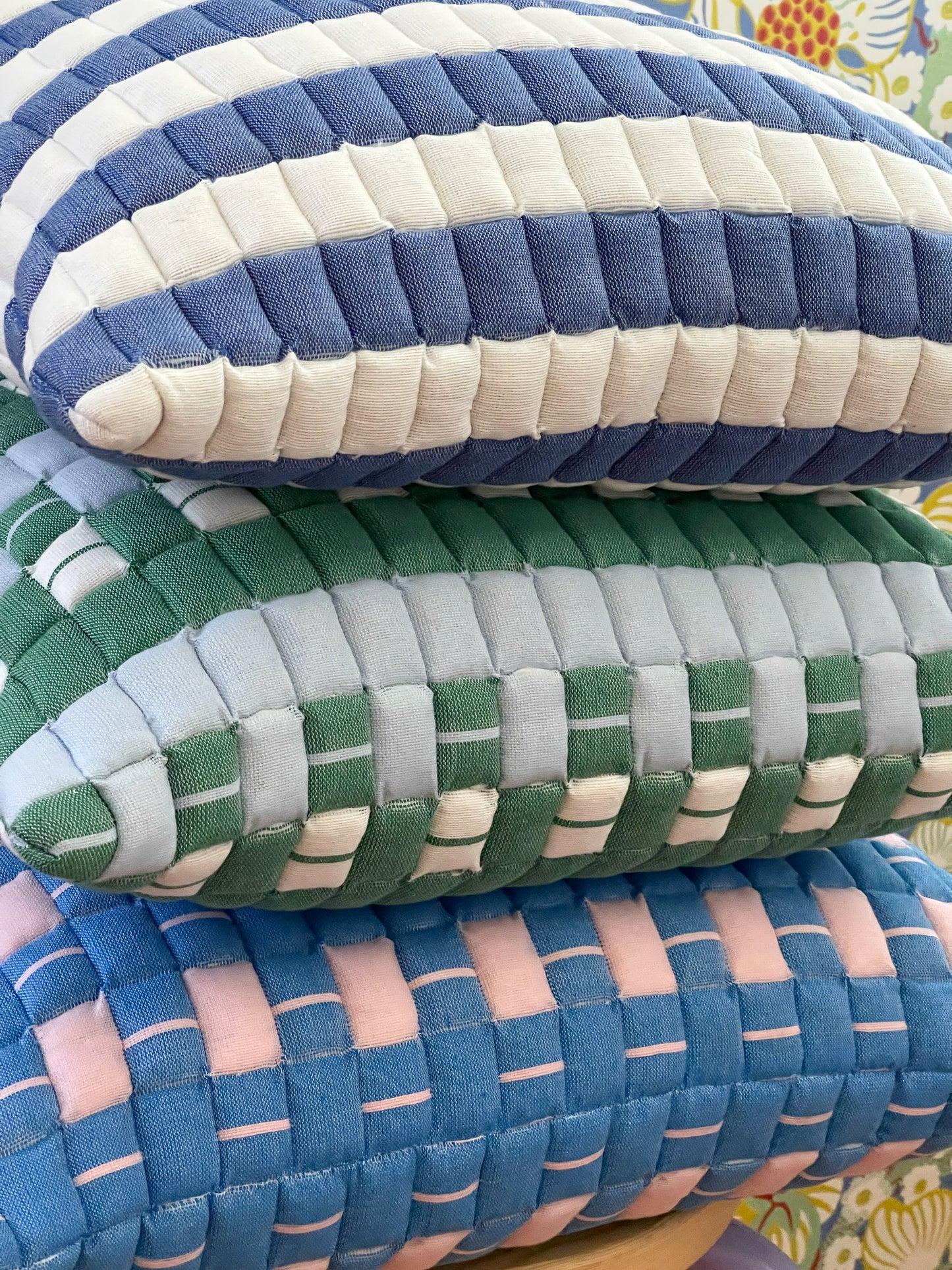 Sujani Quilted Pillow — Blue and White