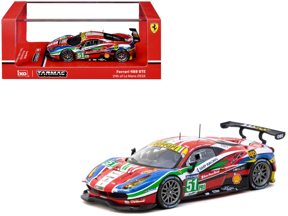 Ferrari 488 GTE #51 Gianmaria Bruni - Alessandro Pier Guidi - James Calado "AF Corse" "24 Hours of Le Mans" (2016) "Hobby64" Series 1/64 Diecast Model Car by Tarmac Works