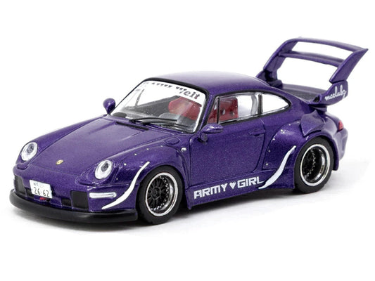 RWB 993 "Army Girl" Purple Metallic "Hobby64" Series 1/64 Diecast Model Car by Tarmac Works