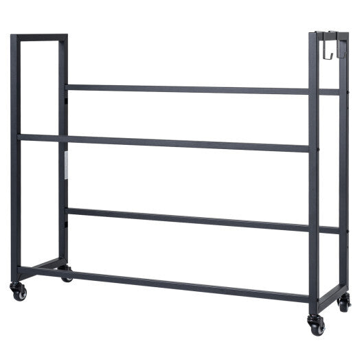 2-Tier Drink Crate Rack with 4 Universal Wheels for Beer and Water Kitchen and Bar-Black