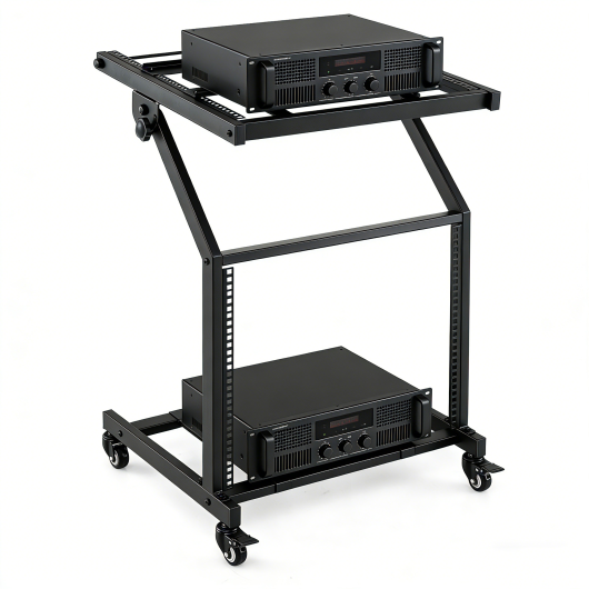 2 Layer Professional Audio Rack Mount with Adjustable Crossbars