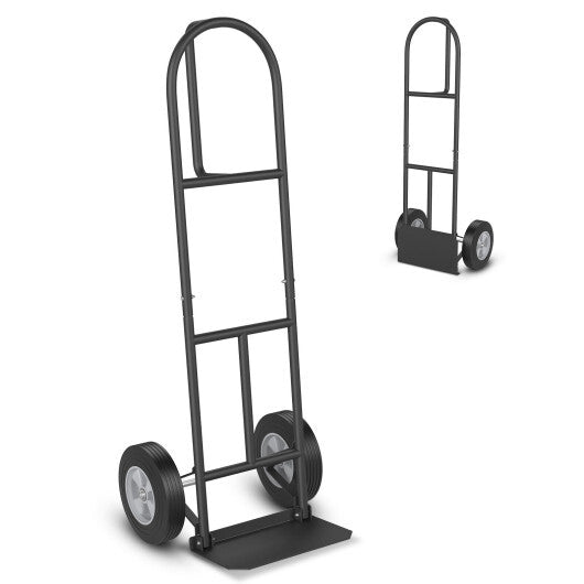 P-Handle Sack Truck with 10 Inch Wheels and Foldable Load Area-Red