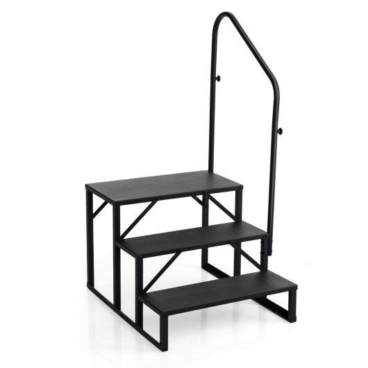 Heavy Duty Hot Tub Stair with Wide Anti-Slip Platforms for Porch and Mobile Home-Black