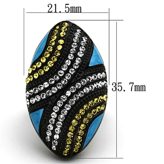 TK1294 - IP Black(Ion Plating) Stainless Steel Ring with Top Grade Crystal  in Citrine Yellow