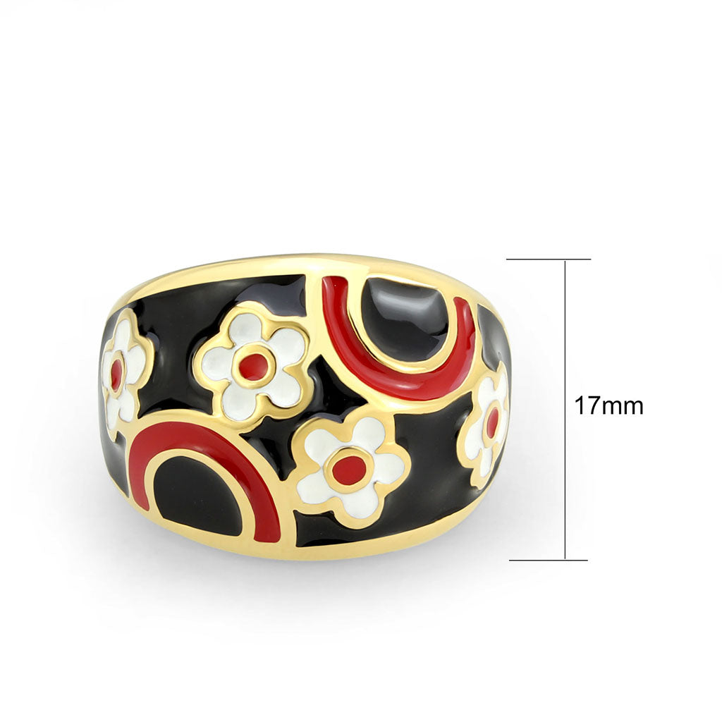 TK3880 - IP Gold(Ion Plating) Stainless Steel Ring with Epoxy in MultiColor