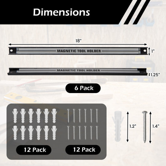 18 Inch Magnetic Tool Holder Strip with Mounting Screws-Black