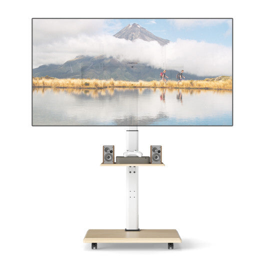Rolling TV Stand on Wheels Mobile TV Cart for 32-75 Inch TVs Portable AV Cart-Black