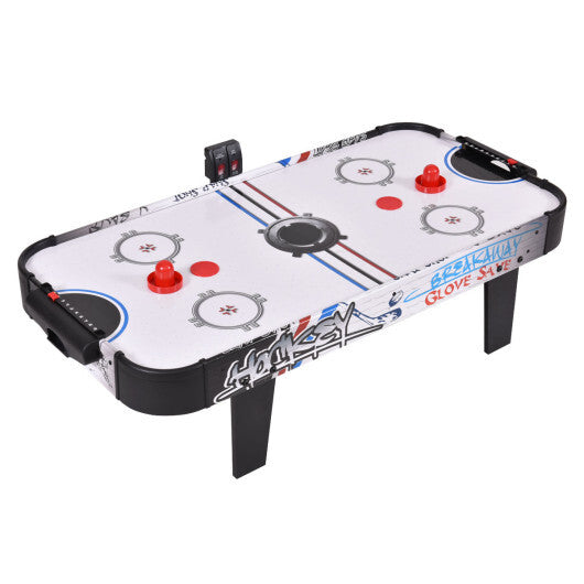 42 Inch Air Powered Hockey Table Top Scoring 2 Pushers - Color: White