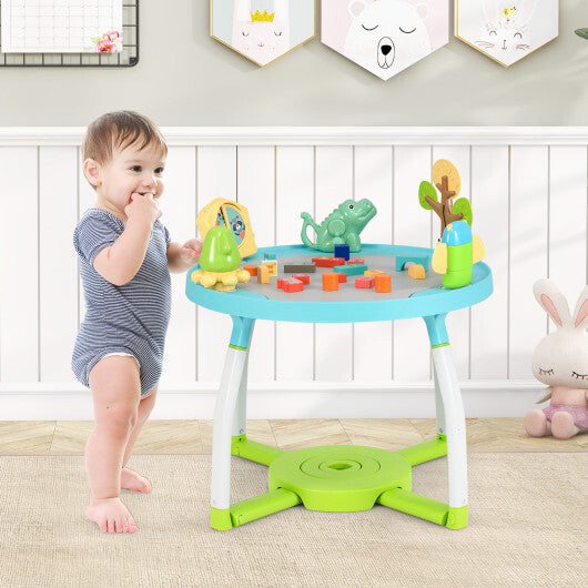 5-in-1 Baby Activity Center Interactive Bounce Seat with Removable Toys-Blue - Color: Blue