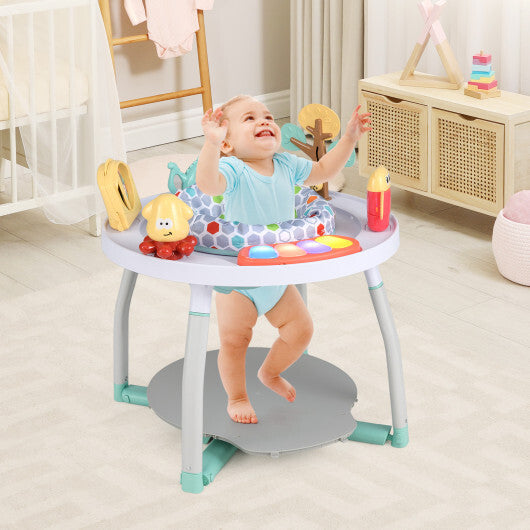 5-in-1 Baby Activity Center Interactive Bounce Seat with Removable Toys-White - Color: White