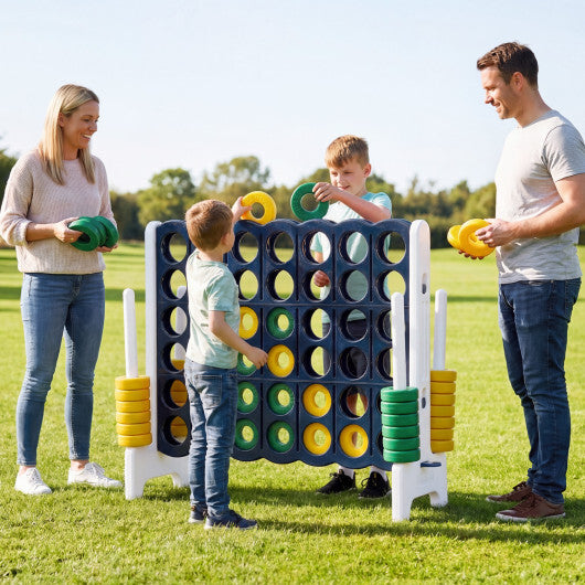Jumbo 4-to-Score Game Set for Kids and Adults 3.5FT Tall by 4FT Wide Oversized Family Fun Game-Blue