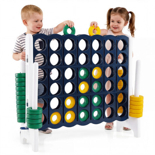 Jumbo 4-to-Score Game Set for Kids and Adults 3.5FT Tall by 4FT Wide Oversized Family Fun Game-Blue