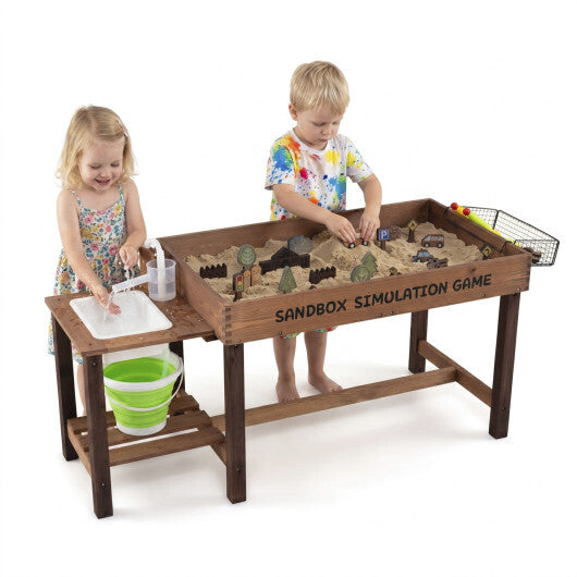 Sensory Table with Water Pump & Sink and 33 Sand Toys for Toddlers