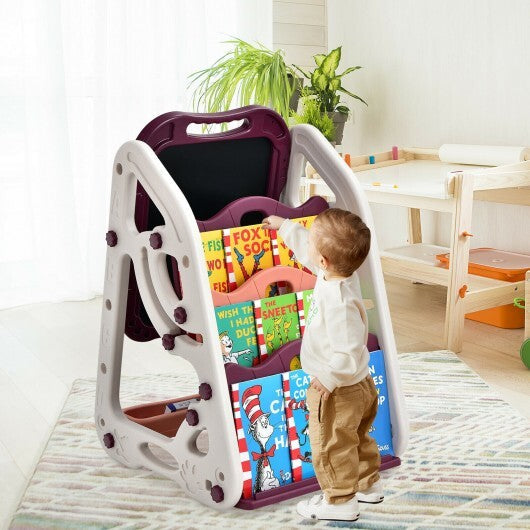 3-in-1 Kids Art Easel Double-Sided Tabletop Easel with Art Accessories-Red - Color: Red