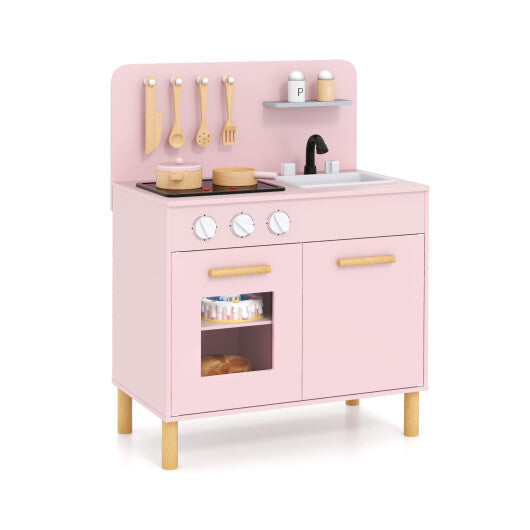 Kids Kitchen Playset with Cooking Accessories and Storage-White
