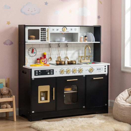 Wooden Play Kitchen for Kids with Realistic Lights and Sounds-White