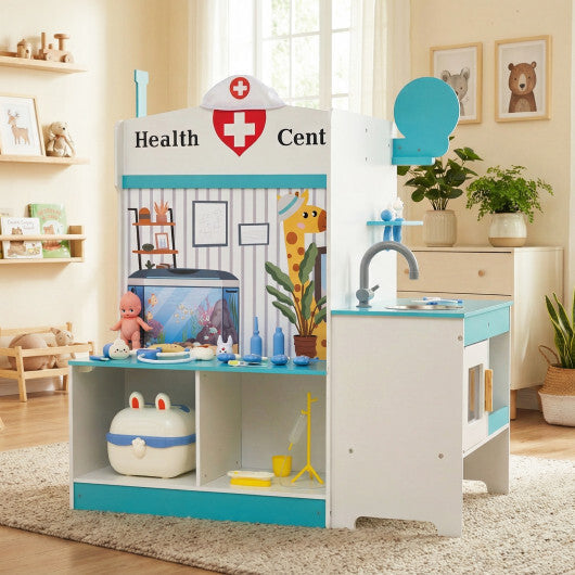 Kids Doctor Play Set with Adjustable Height Bar-Pink