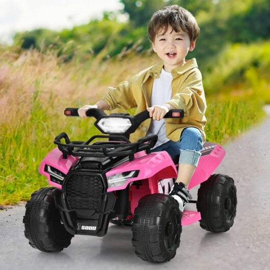 6V Kids ATV Quad Electric Ride On Car with LED Light and MP3-Pink - Color: Pink