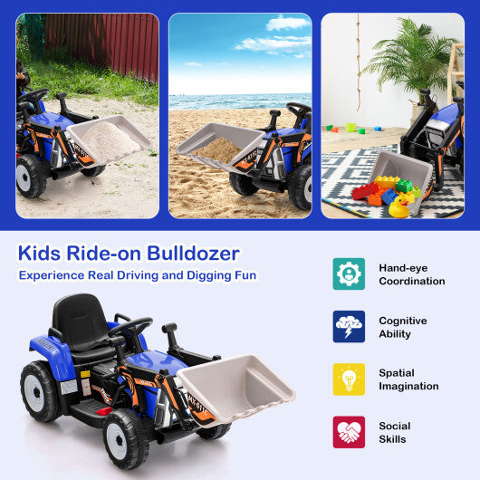 12V Battery Powered Kids Ride on Excavator with Adjustable Arm and Bucket-Yellow