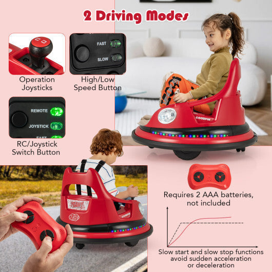 12V Kids Ride On Bumper Car with Remote Control and Dual Joysticks-Blue