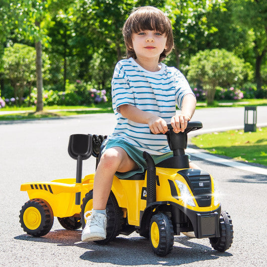 Kids Ride on Tractor Licensed Caterpillar with Detachable Trailer No Power-Yellow