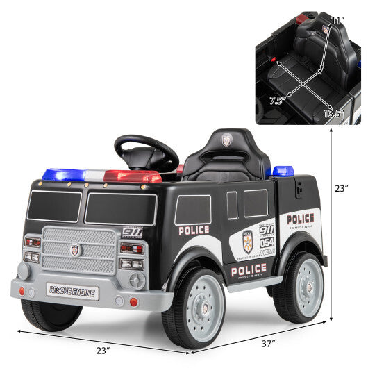 12V Battery Powered Electric Vehicle with 3 Speeds and Megaphone-Black - Color: Black