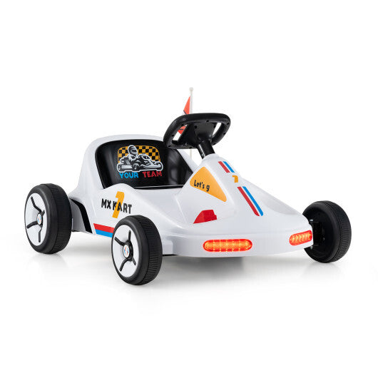 12V Electric Go Kart for Kids Race Toy with Remote Control and Music-Blue