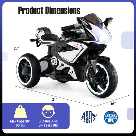 Kids Ride on Motorcycle 6V Battery Powered Mini Electric Motorbike with LED Lights-Red