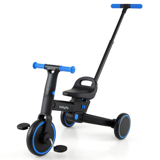 4-in-1 Foldable Toddler Tricycle with Push Handle with Adjustable Seat-Navy