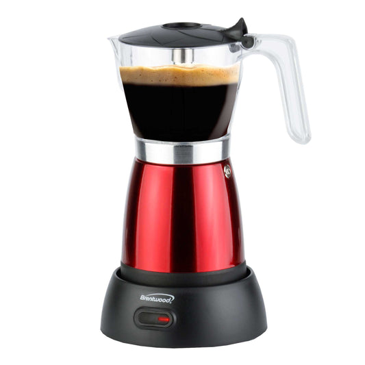 Brentwood 6 Serving Cordless Electric Moka Pot Espresso Machine