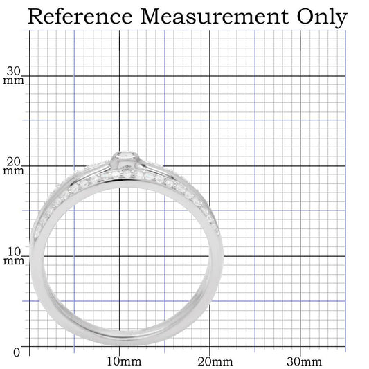 TS013 - Rhodium 925 Sterling Silver Ring with AAA Grade CZ  in Clear