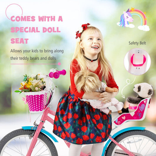 Kids Bicycle with Training Wheels and Basket for Boys and Girls Age 3-9 Years-14 inches