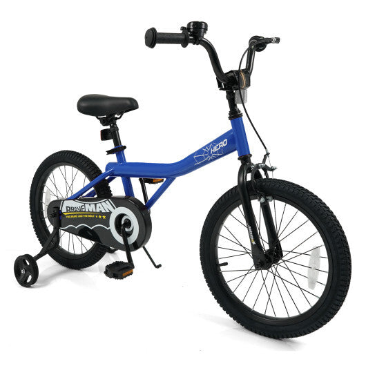 18-Inch Kids Bike with Removable Training Wheels Navy - Brave Hero - Color: Navy - Size: 18 inches