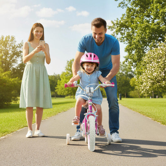 12 Inch Kids Bike for Aged 3-8 Years Old with Adjustable Handlebar Pink- Starlight Wave - Color: Pink - Size: 12 inches