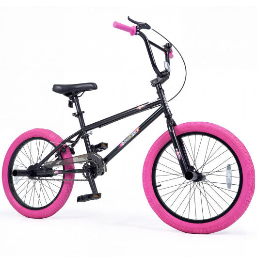 20" Trick Bicycle with 360 Degree Steering and Adjustable Seat for Kids and Teens-Pink - Color: Pink - Size: 20 inches