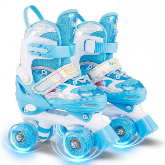 Kids Roller Skates 4 Sizes Adjustable with Light-up Wheels for Toddler Aged 5-7 (S)-Purple