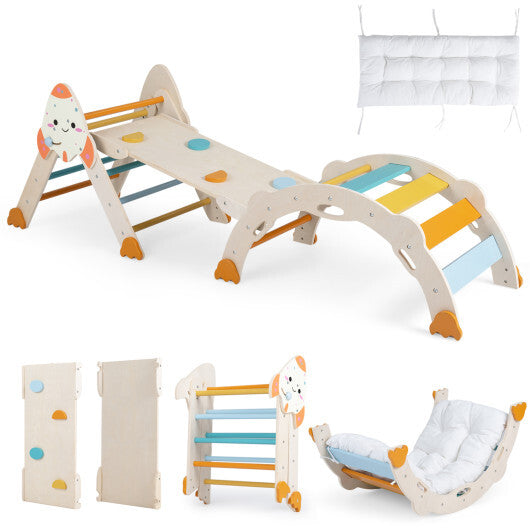 8-in-1 Foldable Climbing Toys for Toddlers Rocket-Themed-Multicolor