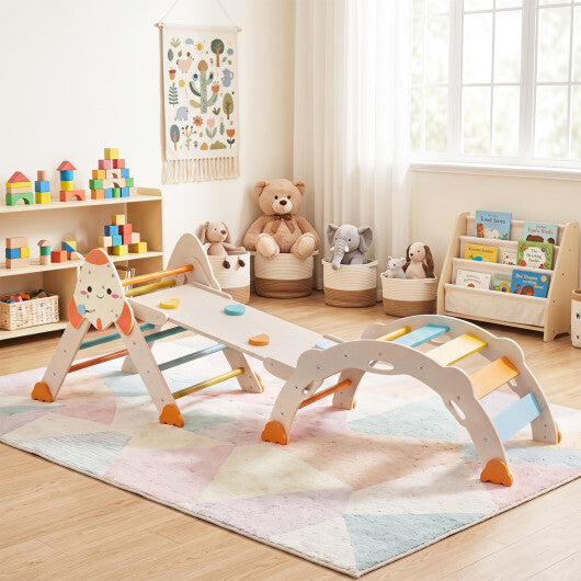 8-in-1 Foldable Climbing Toys for Toddlers Rocket-Themed-Multicolor