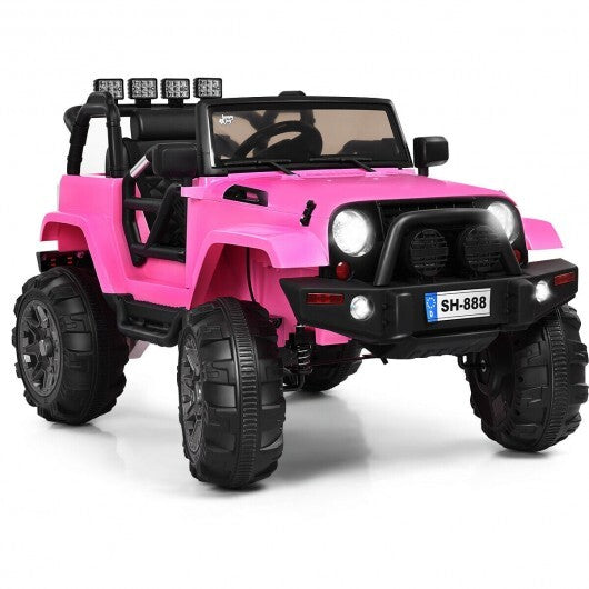 12V Kids Remote Control Riding Truck Car with LED Lights-Black