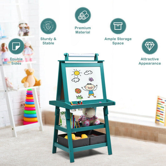 3 in 1 Double-Sided Storage Art Easel-Green
