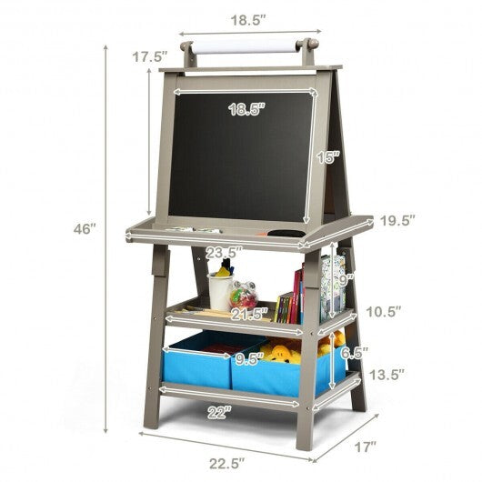 3 in 1 Double-Sided Storage Art Easel-Green