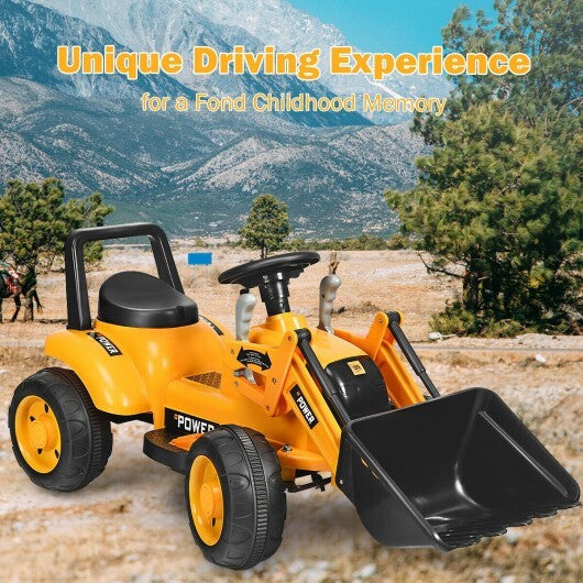 Kids Ride On Excavator Digger 6V Battery Powered Tractor-Yellow
