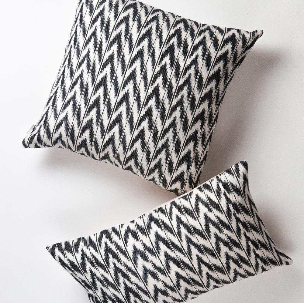 Toto Black + White Ikat Pillow