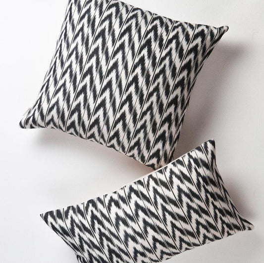 Toto Black + White Ikat Pillow