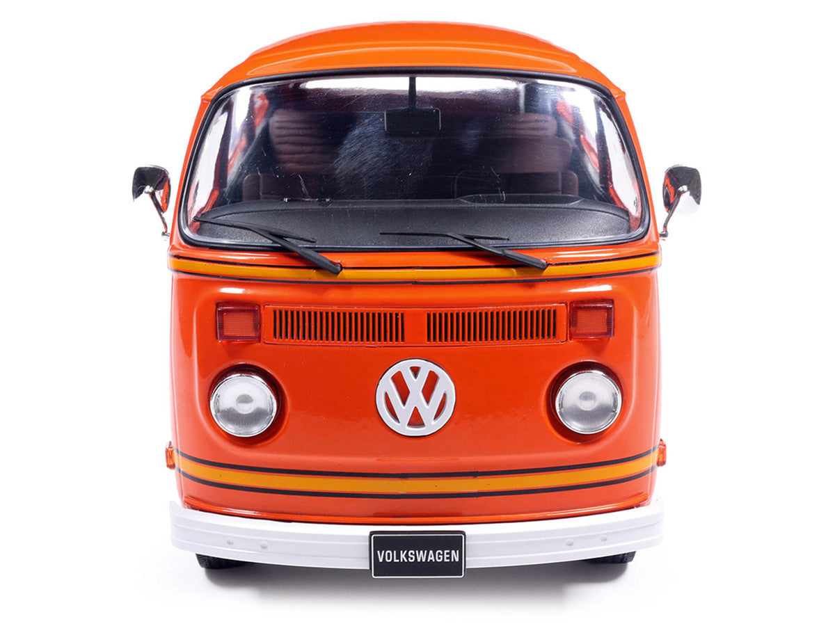 1978 Volkswagen Type 2 Bus "Elektrotransporter" Orange with Yellow Stripes 1/18 Diecast Model by IXO Models