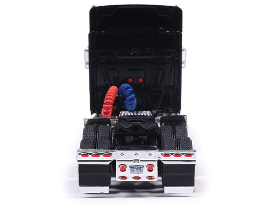 2010 International Lonestar Truck Tractor Black with Flame Graphics 1/64 Diecast Model by IXO Models