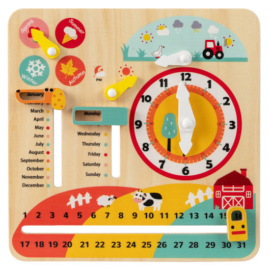 Montessori Wooden Toy for Toddlers Educational Learning Clock Toy About Season